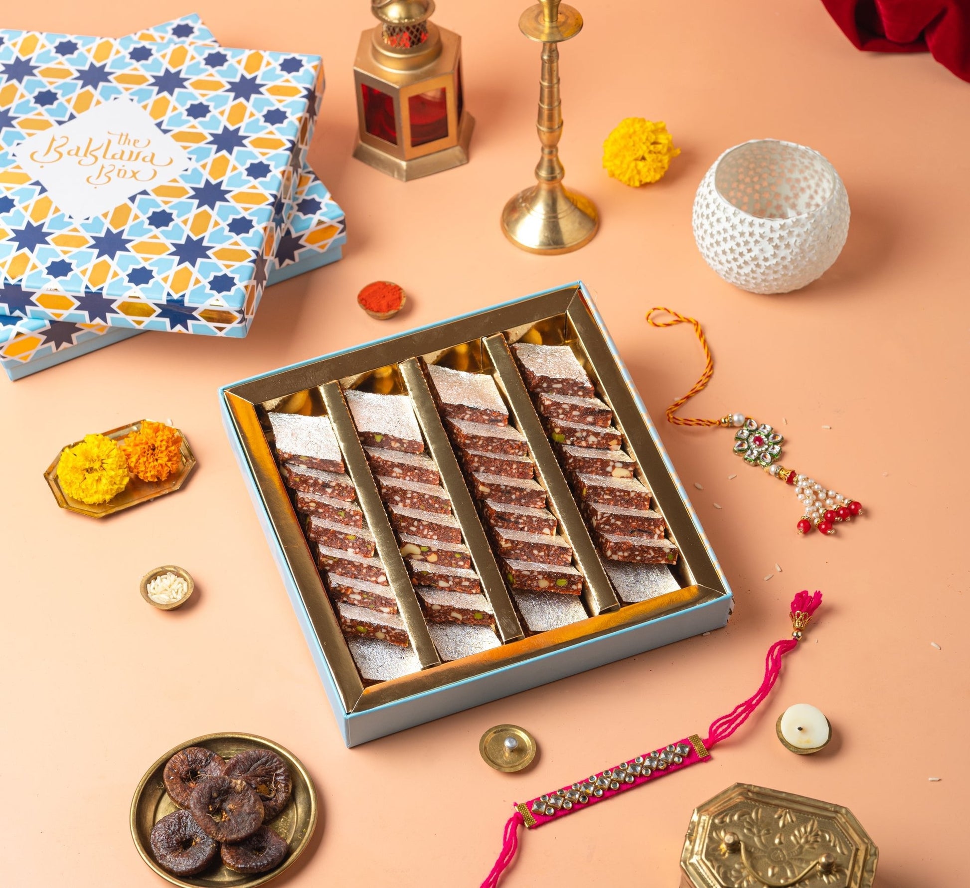 Anjeer Burfi with rakhi (2 sets) - THE BAKLAVA BOX