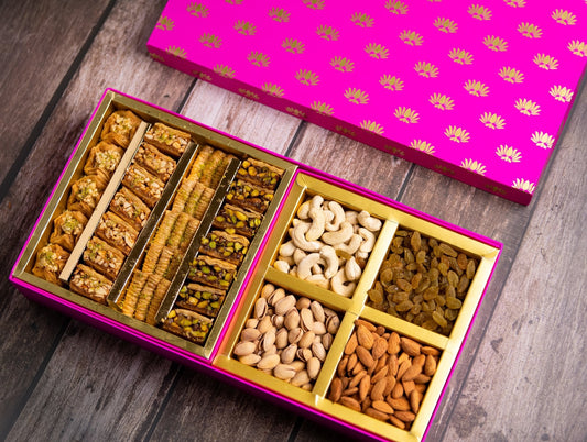 Baklava and dry fruits gift hamper - Lotus Luxe Gift Box - THE BAKLAVA BOX