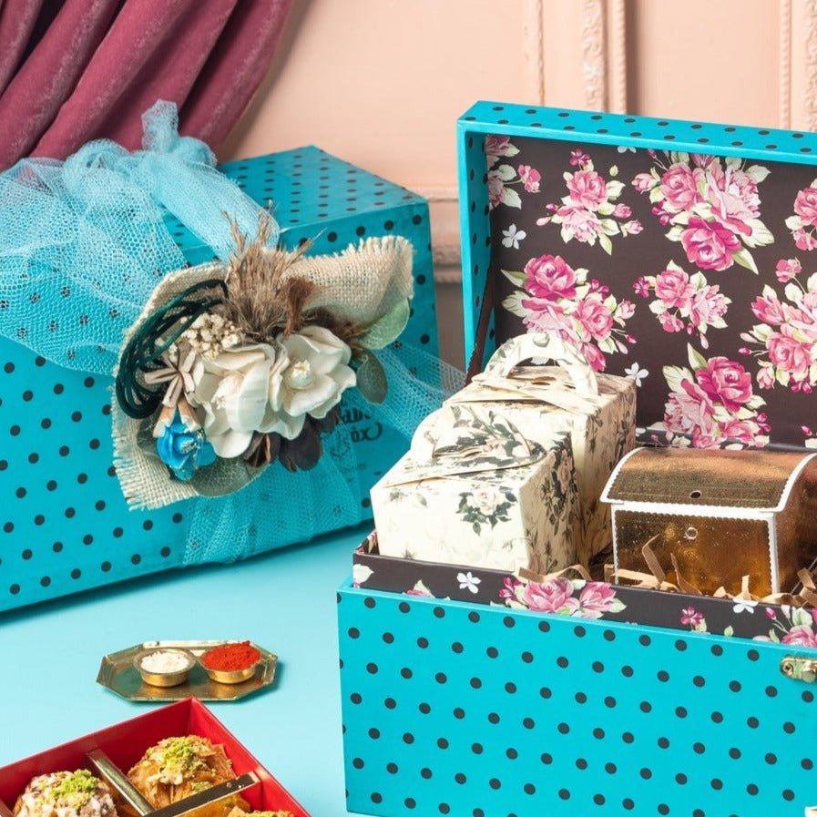 Bloom Baklava Box gift hamper with baklavas, dry fruits and cookies- Rakhi gift hamper - THE BAKLAVA BOX