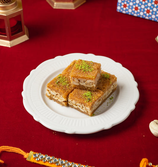 Cashew Kunafa Baklava with rakhi(2 sets) - THE BAKLAVA BOX