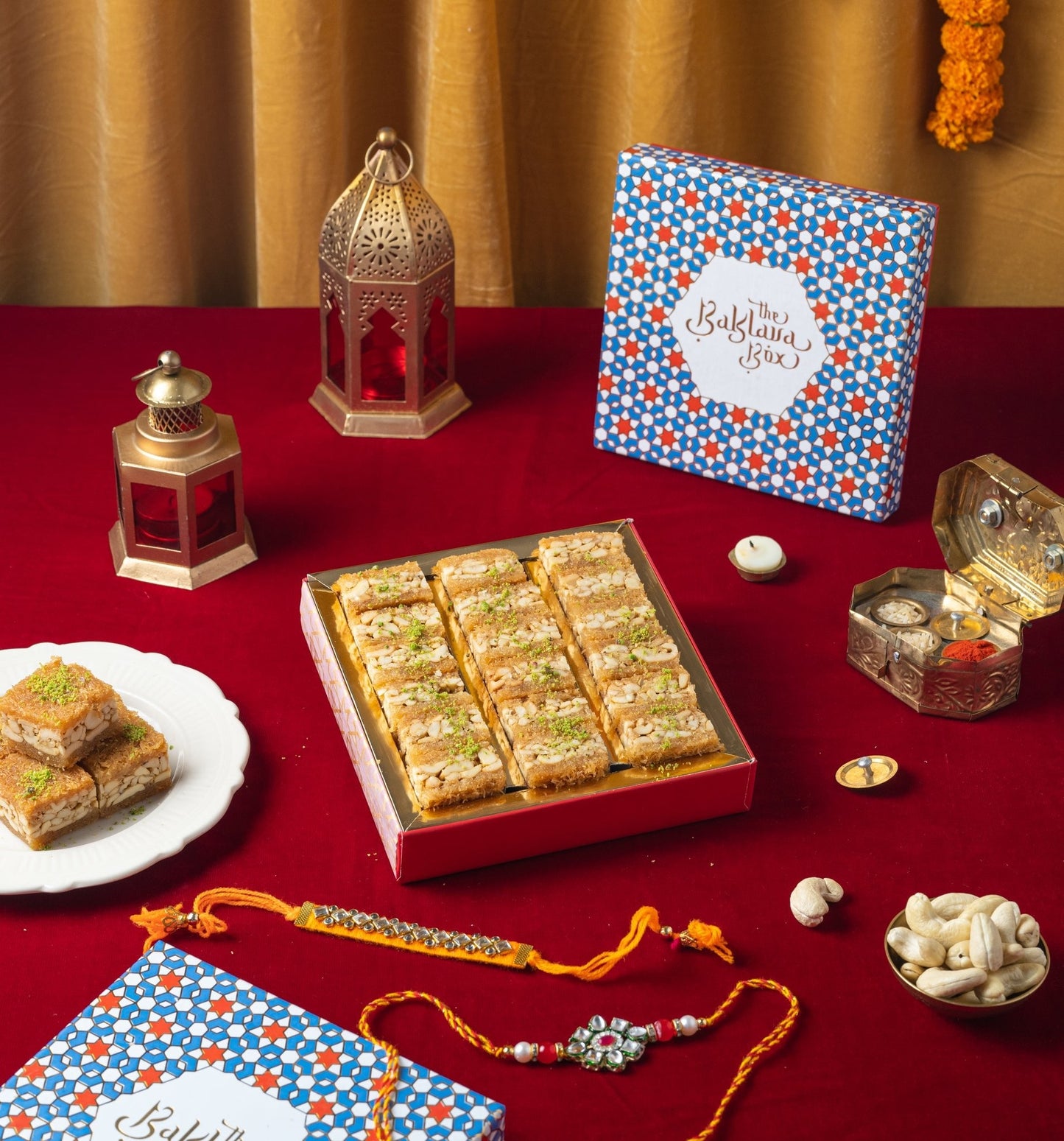 Cashew Kunafa Baklava with rakhi(2 sets) - THE BAKLAVA BOX