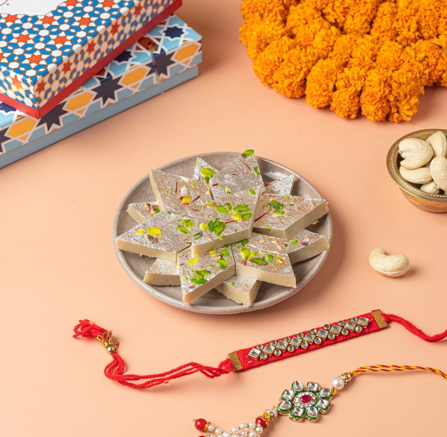 Kaju Katli with rakhi (2sets) - THE BAKLAVA BOX