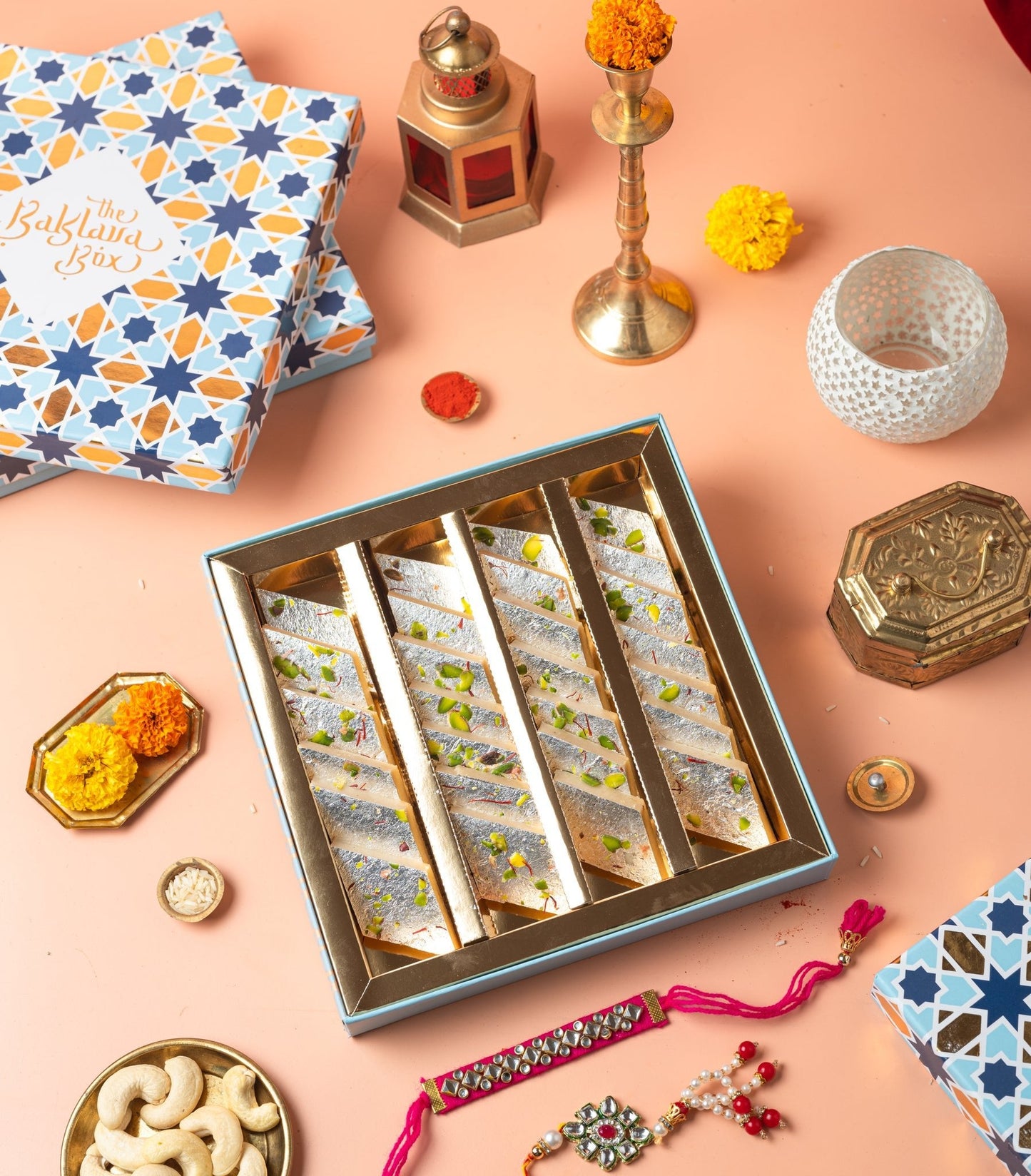 Kaju Katli with rakhi (2sets) - THE BAKLAVA BOX