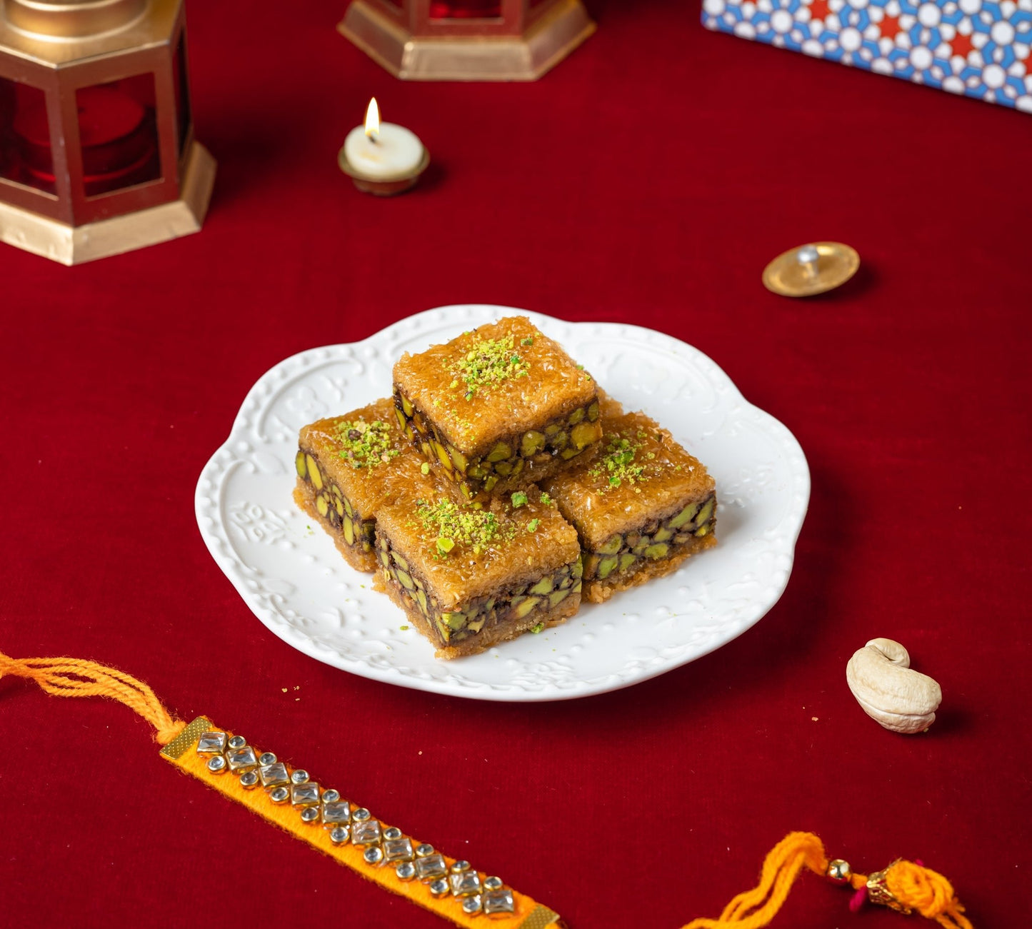 Pista Kunafa Baklava with rakhi(2 sets) - THE BAKLAVA BOX