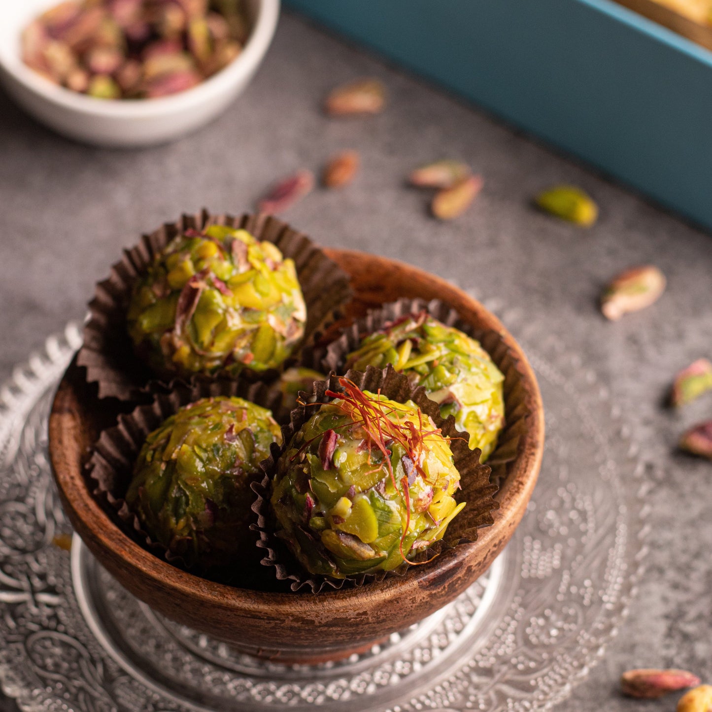 Pistachio kulfi Laddu (400gm) - THE BAKLAVA BOX